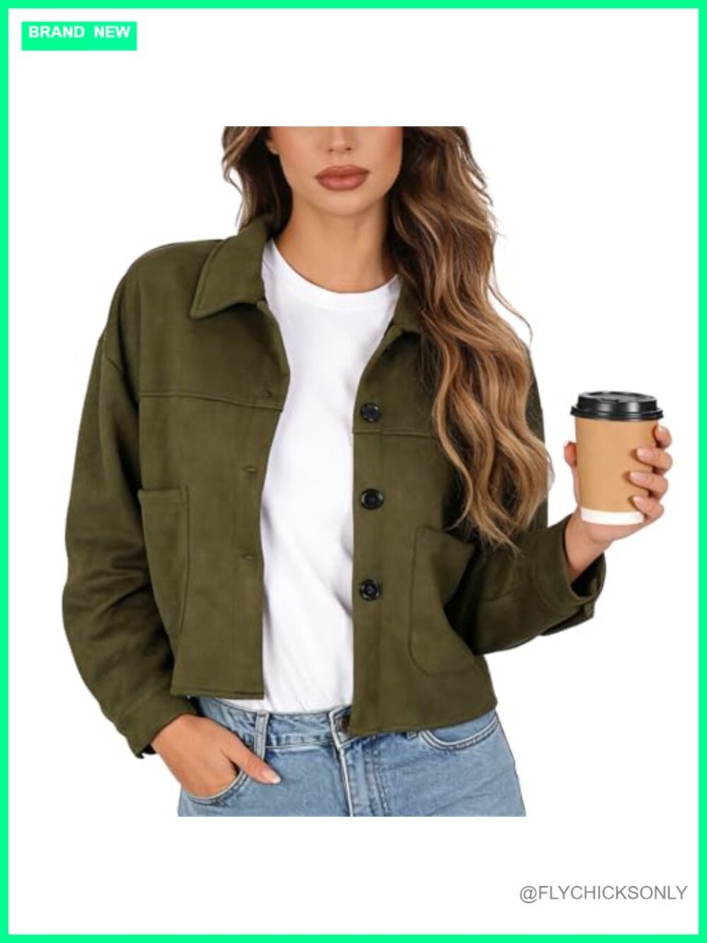 Womens Faux Suede Cropped Jacket Lightweight Casual Fall Winter Coat